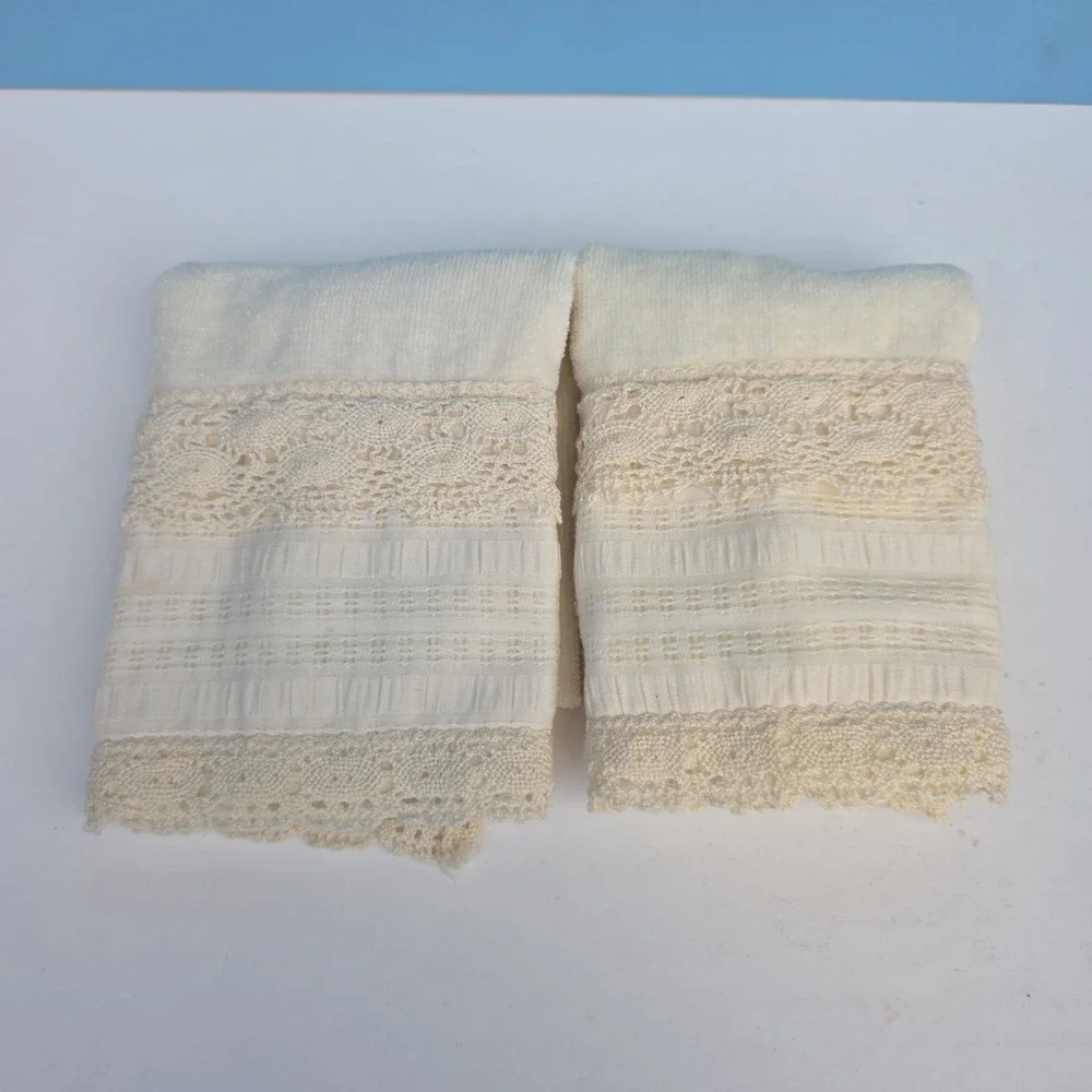 Vintage Avanti Washcloths Crochet Lace Granny 90s Cottagecore SET, LOT OF‎ 2